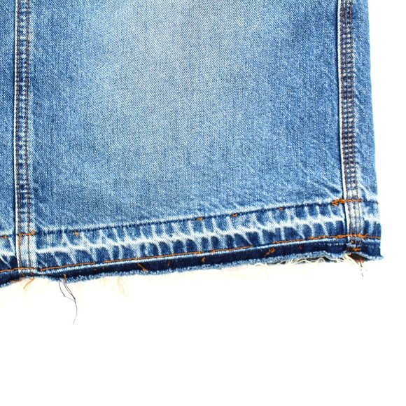 Vintage GAP Denim Skirt Light Wash Raw Hem Western Stitch100% Cotton No Stretch - Picture 4 of 12